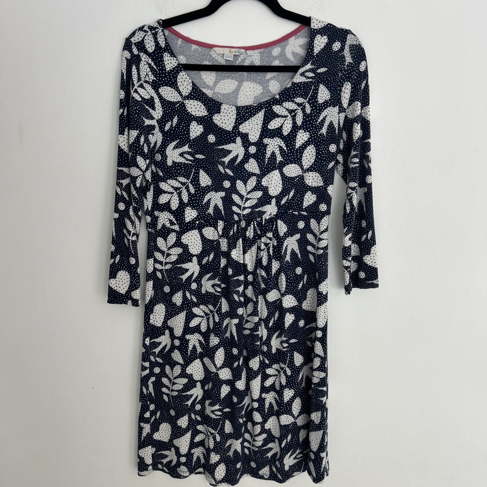 Bowden Women's Sz 10L 3/4 Sleeve Blue White Doves knee Length Summer Comfy Dress